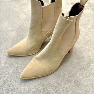 Mi.iM Mid Shaft Pointed Toe Beige Boots with 3 inch heel